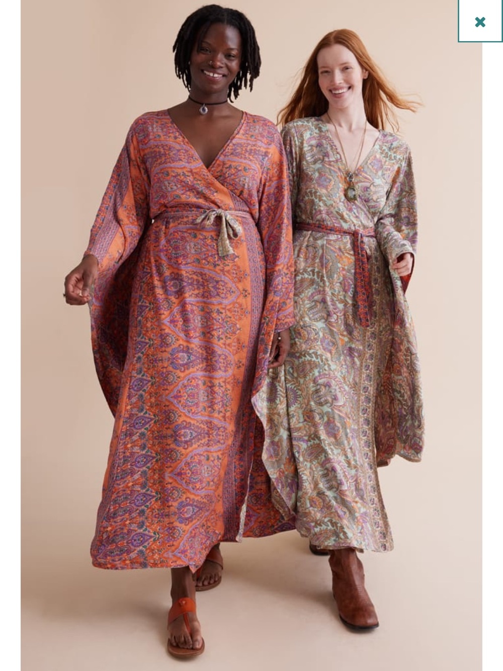 Earthbound Reversible paisley print wrap dress/kimono - Picture 5 of 13